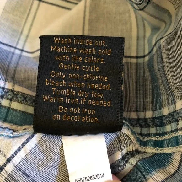 Helix Western Shirt Plaid Blue Gray Size M - Picture 6 of 7